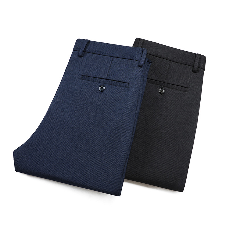英伦商务绅士修身小直筒长裤斜纹高腰男士弹力休闲裤男春秋常规款