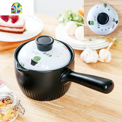 陶瓷奶锅家用小砂锅燃气热奶不粘婴儿熬粥宝宝辅食锅煮面煮粥的 FENGHOU 白色1.6升盆栽仙人掌店长推荐