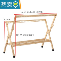 敬平晾衣架落地折叠室内室外家用晒被子阳台户外升降双杠伸缩晾衣器 香槟金-单边升降[带托盘1.5米+滚轮] 大