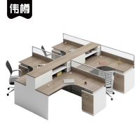 伟樽屏风办公桌四人位带四椅280*270*110cm套