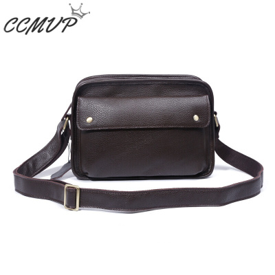 CCMVP品牌自营质量保证-CCMVP休闲品牌经典男牛皮男士斜挎单肩日韩版休闲潮简约户外运动咖啡色默认颜色