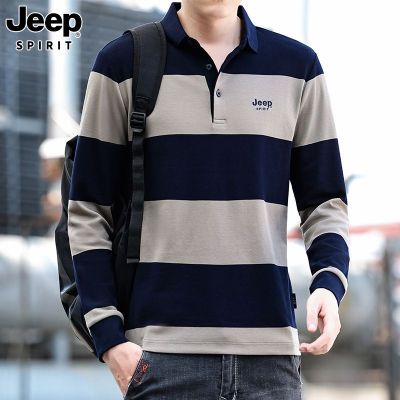 JEEP SPIRIT秋季新款男士潮流长袖T恤时尚休闲POLO衫百搭刺绣打