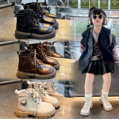 儿童靴子年秋季新款英伦风单靴时尚童靴厚底女童男宝短靴_595