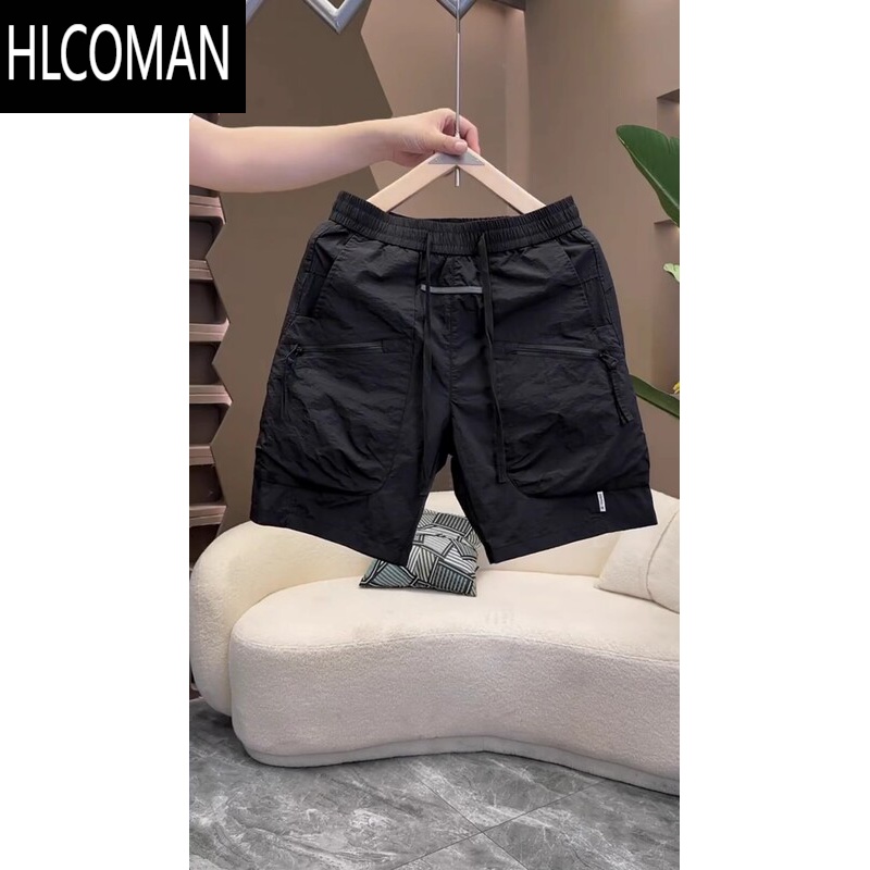 HLCOMAN2025年夏季薄款速干五分裤男士时尚潮流百搭休闲工装短裤男潮