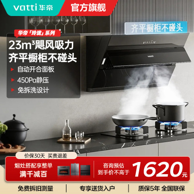 华帝23立方家用侧吸大风量抽油烟机燃气灶具套餐 挥手智控 超薄平嵌节省空间i11163T