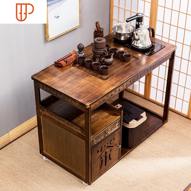 一米大号茶车移动茶台家用茶水柜实木小茶桌旅行茶具功夫自动 国泰家