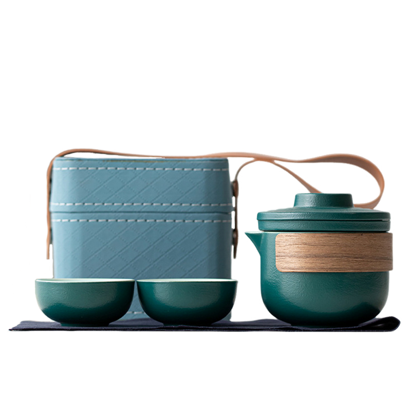 卫未来 便携式户外茶具快客杯 深绿(一壶二杯) 套