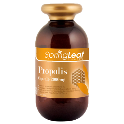澳洲进口SpringLeaf绿芙黑蜂胶365粒瓶装蜂胶胶囊2000mg/粒每粒类黄酮含量达17%