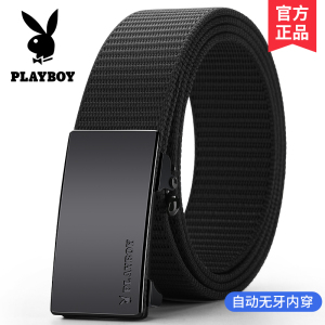 花花公子皮带男编织腰带帆布2024新款休闲年轻人自动扣牛仔裤裤带