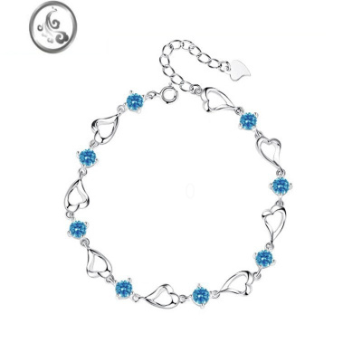 JiMi六六禧镶锆石恋人之心手链轻奢精致小众设计七夕礼物送女友浪漫