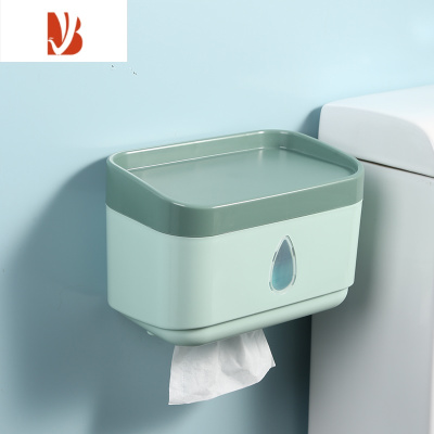 三维工匠卫生间纸巾盒免打孔厕所抽纸盒壁挂放厕纸的收纳置物架卫生纸挂架 橄榄绿