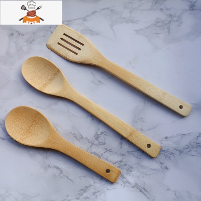 锅铲竹制家用可高温没有漆厨房炒菜铲子套装厨具三件套不粘锅木质 敬平 竹漏铲+竹浅口汤勺+竹饭勺