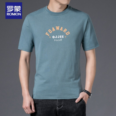 罗蒙（ROMON）短袖t恤男2021年夏季新款半袖衣服男商务休闲棉打底衫夏天男装翻领