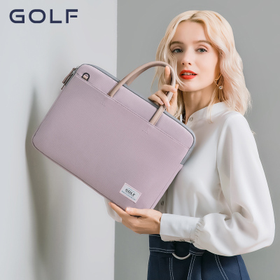 GOLF简约轻薄笔记本电脑包女14英寸内胆保护套商务男士时尚手提电脑包藕粉色