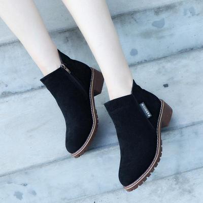 春秋单款-2020新款短靴女厚底棉靴平底妈妈棉鞋百搭磨砂雪地靴莎丞