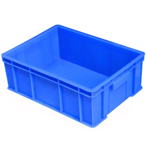 进口塑料周转箱加厚物流箱长方形工业周转筐子大号胶框收纳箱养龟鱼缸 蓝色3号 580*378*210 加厚