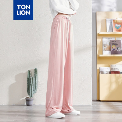 [1折价32.9元,叠加优惠券]唐狮春季新款粉色休闲裤女直筒宽松阔腿裤潮流运动裤卫裤子