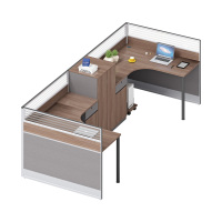科朔 办公桌职员桌 员工桌 板式屏风桌 带小柜 两人位 KS-06L3021
