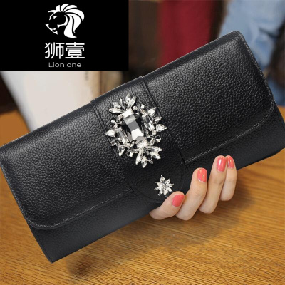 狮壹（Lionone）2019新款手包手拿包女小包手抓包简约镶钻真皮女士百搭斜挎包潮包