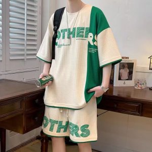 运动服套装男夏季短袖T恤篮球衣休闲短裤两件套韩版潮流