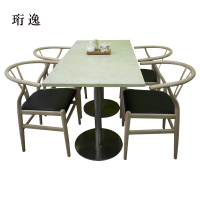 珩逸简易长方形餐桌大理石面陶瓷奶茶店桌1200*600*750