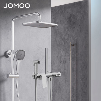 九牧(JOMOO)自动除垢淋浴花洒套装家用卫生间浴室喷枪方形顶喷36488-669/1B-1