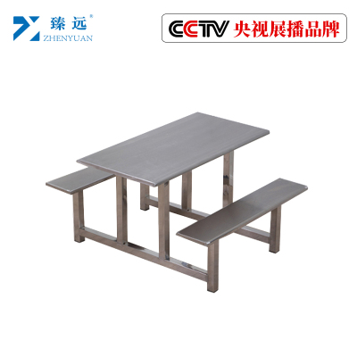 臻远不锈钢连体桌椅组合加固款