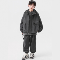 男童冬装加厚套装新款中大童秋冬款男孩夹棉马甲冬季三件套潮