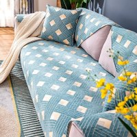 家柏饰(CORATED)北欧四季通用沙发垫防滑简约全包萬能沙发套罩布艺沙发巾沙发盖布 几何蓝 45*45cm抱枕套