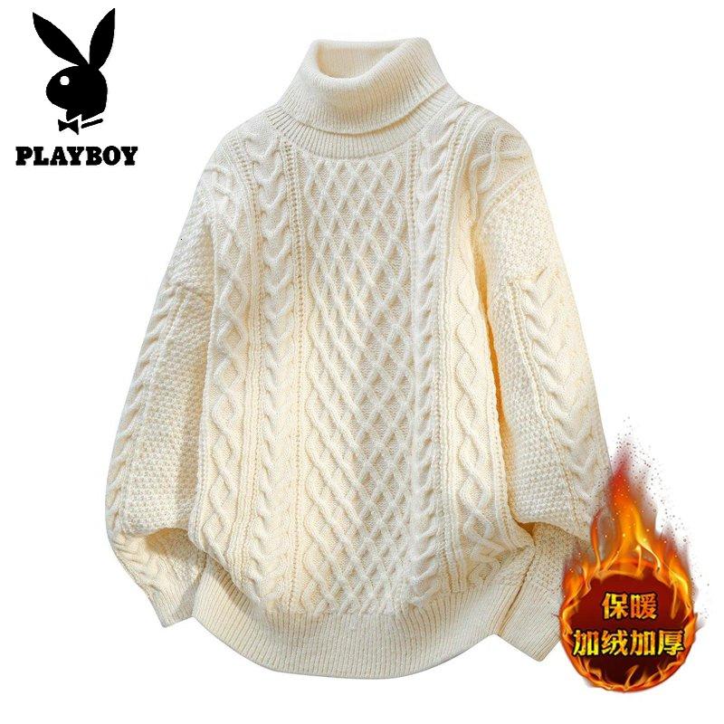 花花公子新款2025冬可翻高领领针织毛衣男
