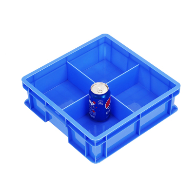 易企采 方4格-蓝色零件盒分格箱长方形塑料盒分隔式周转箱多格箱螺丝盒分类盒收纳盒