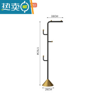 敬平轻奢衣帽架落地式简约室内卧室网红挂衣架子家用简易服装架晾衣架 F型衣帽架[加粗款-黑金色]