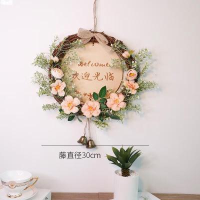 维诺亚定制挂牌欢迎光临营业玻璃门提示木牌墙面上遮瑕装饰铃铛花环挂件