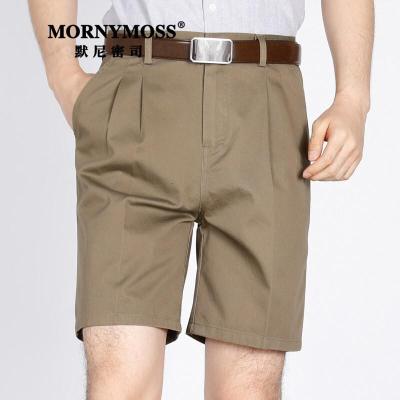 默尼密思品牌男装西装短裤男休闲中老年宽松直筒高腰五分裤轻薄透气纯棉爸爸男裤