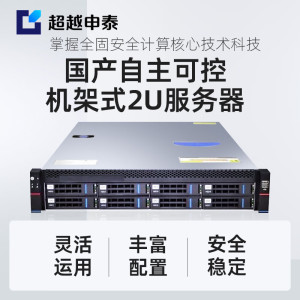 超越申泰RM5000-F服务器飞腾FT2000+64核128G480G*2+8T*32GRAID双电+国防版麒麟V10