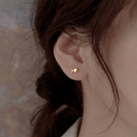 925耳钉女纯银耳环小巧简约睡觉不用摘耳饰小鱼小众设计感送女朋友老婆情人节七夕生日礼物