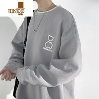 YANXU华夫格卫衣男港风圆领宽松长袖上衣潮牌初高中生外套冬