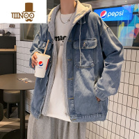 YANXU痞帅牛仔夹克男款潮牌连帽宽松百搭外套潮流韩版假上衣服