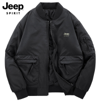 Jeep吉普双面穿飞行员棉衣外套男士冬季潮牌工装夹棉棒球领棉服男