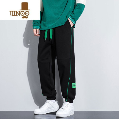 YANXU青少年裤子男运动裤潮牌宽松休闲裤抽绳束脚卫裤长裤百搭