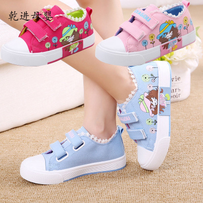 新品直营-儿童帆布鞋鞋女童鞋低帮卡通手绘板鞋休闲鞋运动鞋春秋季女童鞋童