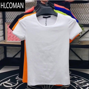 HLCOMAN短款白色打底t恤潮流上衣精小伙纯色棉质紧身修身短袖男学生潮