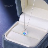 人鱼之泪S925纯银幻彩水晶项链小众设计轻奢高级感锁骨链气质项饰送女朋友老婆情人节七夕生日礼物