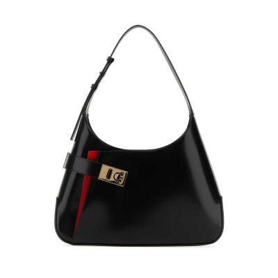 Ferragamo银色五金牛皮大容量女士单肩斜挎包精品手提包