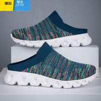 聚范包头半拖鞋男夏季透气网面一脚蹬懒人轻便运动帆布大码男鞋454647