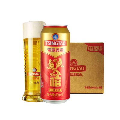 青岛啤酒(TSINGTAO)千禧临门10度500ml*6听