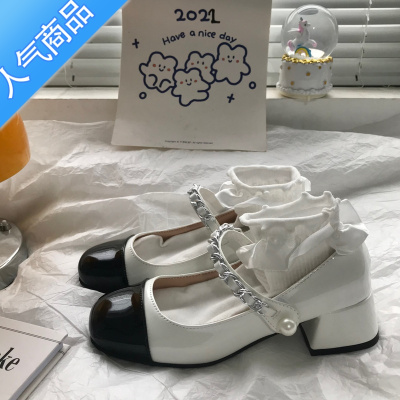 SUNTEK白色复古粗高跟玛丽珍小皮鞋女夏季2023年新款法式仙女风单鞋子