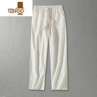 YANXU胖子大码亚麻长裤男中国风加肥加大宽松阔腿直筒裤肥佬棉麻休闲裤