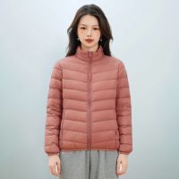 女式新国标90绒简约羽绒纯色女立领女装轻薄款羽绒服女士