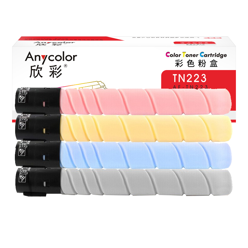 欣彩 TN223 粉盒套装 黑/蓝/红/黄四色 适用柯尼卡美能达Konica Minolta c226 256 266
